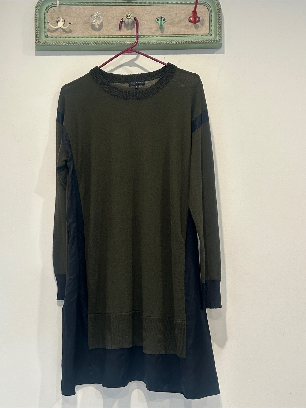 rag & bone Olive Army Green Black Long Sleeve wool sweater Dress medium women’s